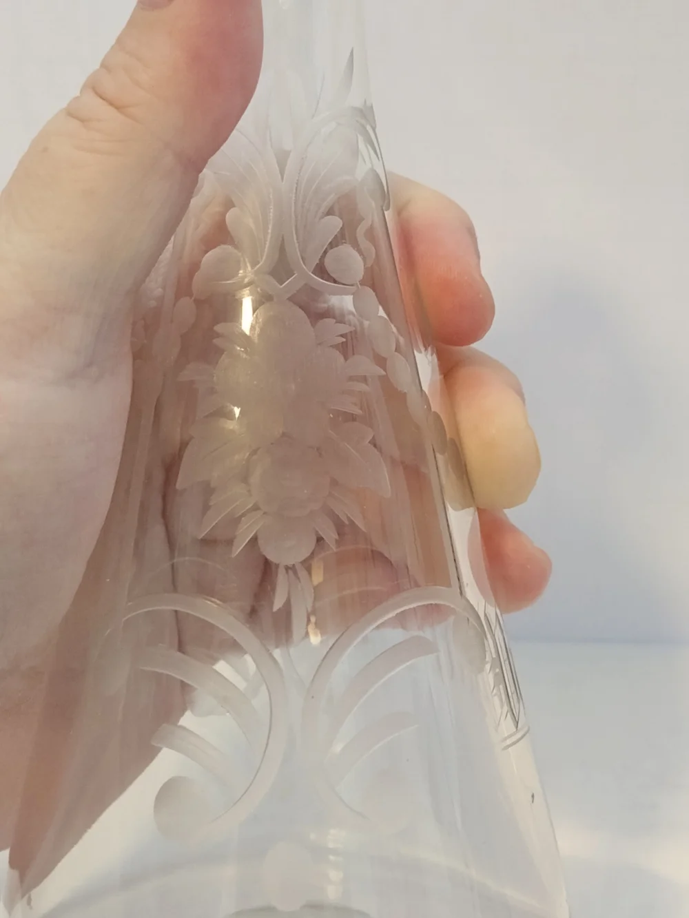 Etched Clear Glass Decanter Carafe For Vinager And Oil